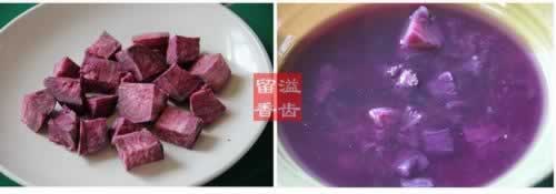 紫薯西米奶香湯的做法