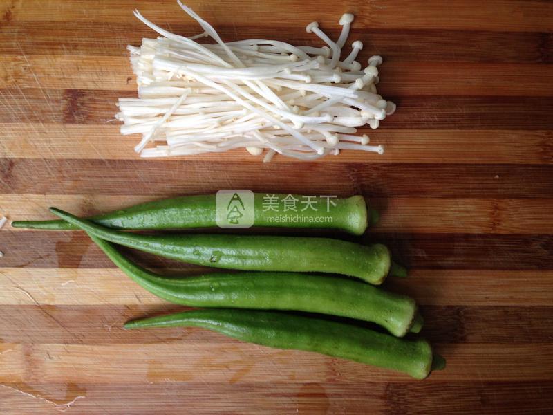 清蒸秋葵金針菇的做法步驟：1