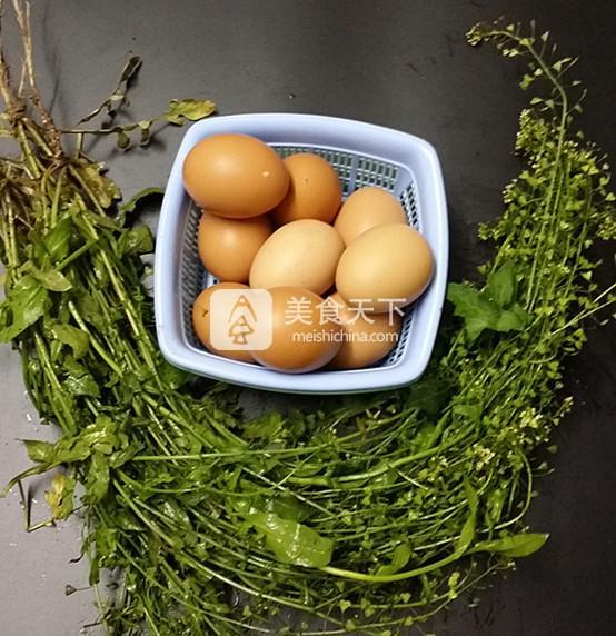 荠菜花煮雞蛋的做法步驟：1