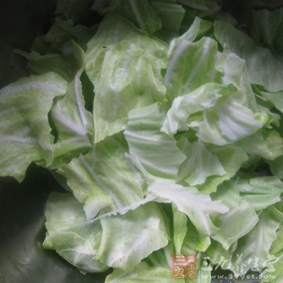 包菜用手撕成小片，加鹽腌15分鐘