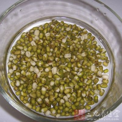 綠豆淘洗干淨，用清水浸泡1至2小時