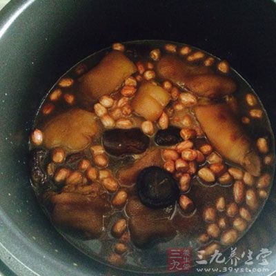 將炒過的豬腳放入電高壓鍋中