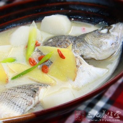 鲈魚豆漿菌菇煲