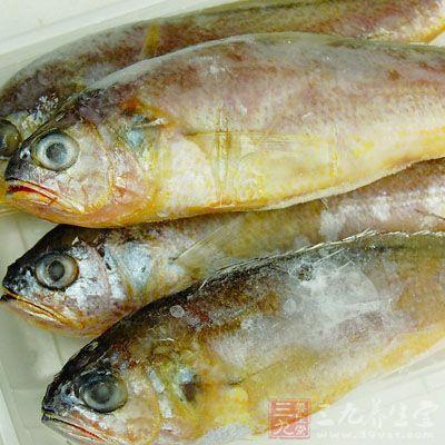 小黃魚去鱗去內髒洗淨,用手將鹽在魚四周抹一下,放在盆子裡 小黃魚去鱗去內髒洗淨,用手將鹽在魚四周抹一下,放在盆子裡