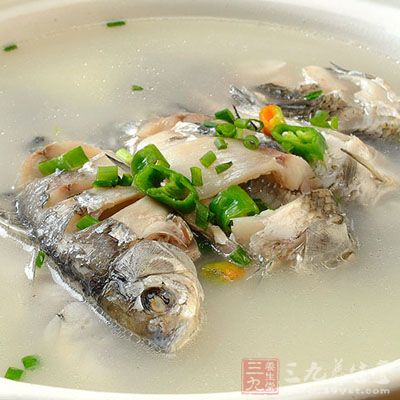 鲫魚一條、胡 椒粒5顆、蛋奶20克、姜10克