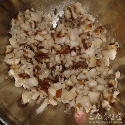 將香菇洗淨切碎備用 將香菇洗淨切碎備用