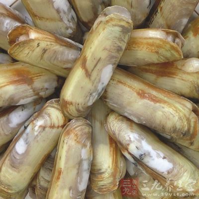 蛏子洗淨泥沙，瀝干水分