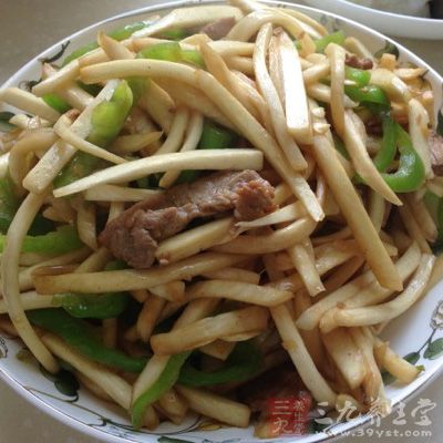 茭白炒肉絲的制作方法