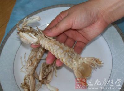 皮皮蝦蝦殼較硬，需要用很大的力量才能將胸節、腹節的殼剝掉