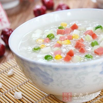 西芹火腿粥的制作方法