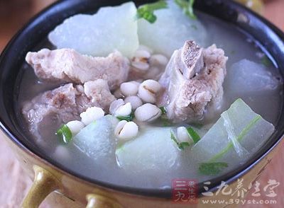 冬瓜薏米排骨湯是一道色香味俱全的漢族名肴 冬瓜薏米排骨湯是一道色香味俱全的漢族名肴