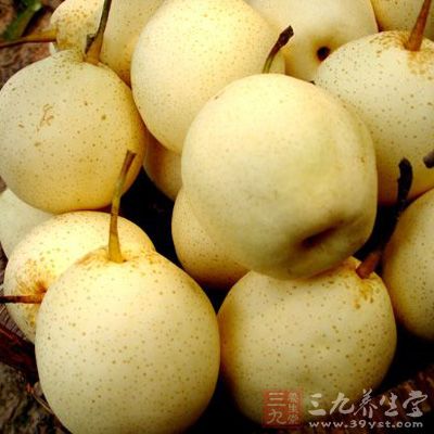 雪梨味甘性寒，含蘋果酸、檸檬酸、維生素B1、B2