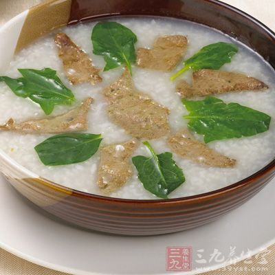 青菜豬肝粥