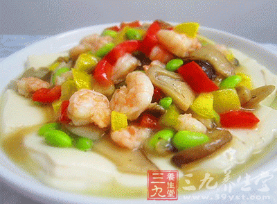 五彩豆腐蝦仁球