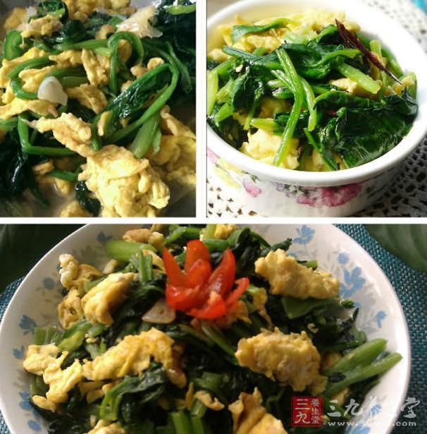 心律失常食療方之蛤仁菠菜炒雞蛋。 心律失常食療方之蛤仁菠菜炒雞蛋。