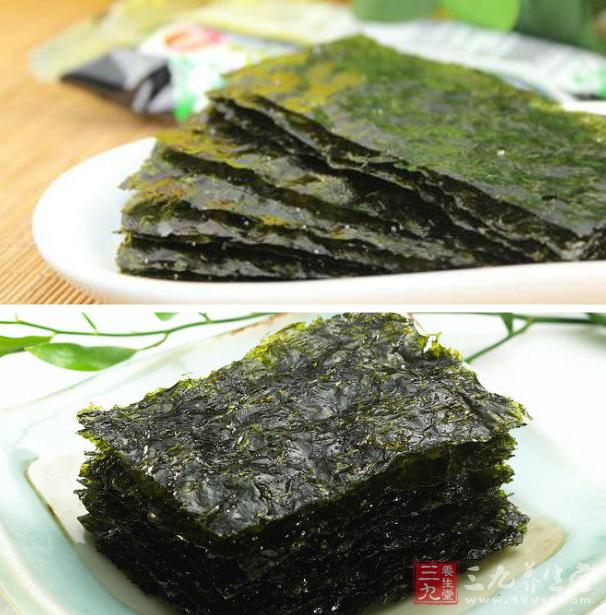 紫菜味甘、鹹，性涼