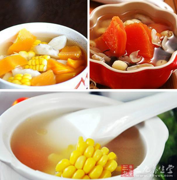 木瓜胡蘿卜玉米湯。 木瓜胡蘿卜玉米湯。