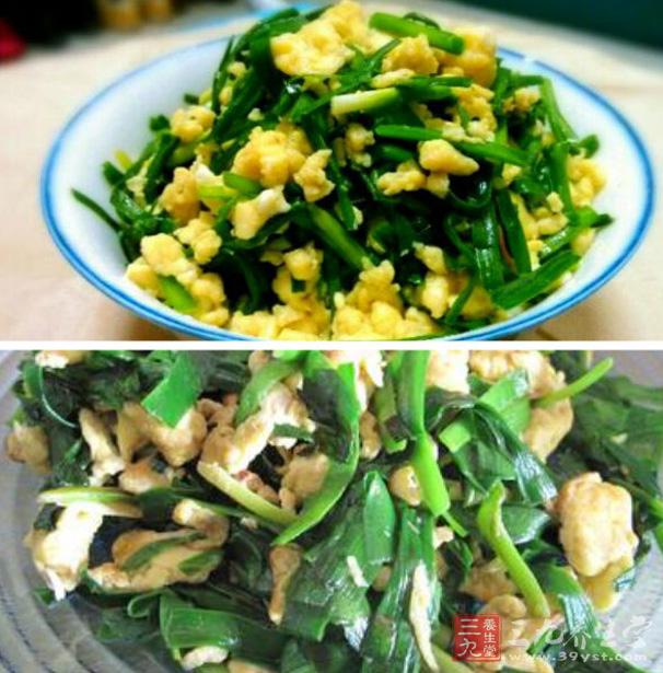 韭菜性味甘、溫,無毒,具有溫補肝腎、助陽固精的功效。雞蛋具有養心安神、補血、滋陰潤燥的作用。 韭菜性味甘、溫,無毒,具有溫補肝腎、助陽固精的功效。雞蛋具有養心安神、補血、滋陰潤燥的作用。
