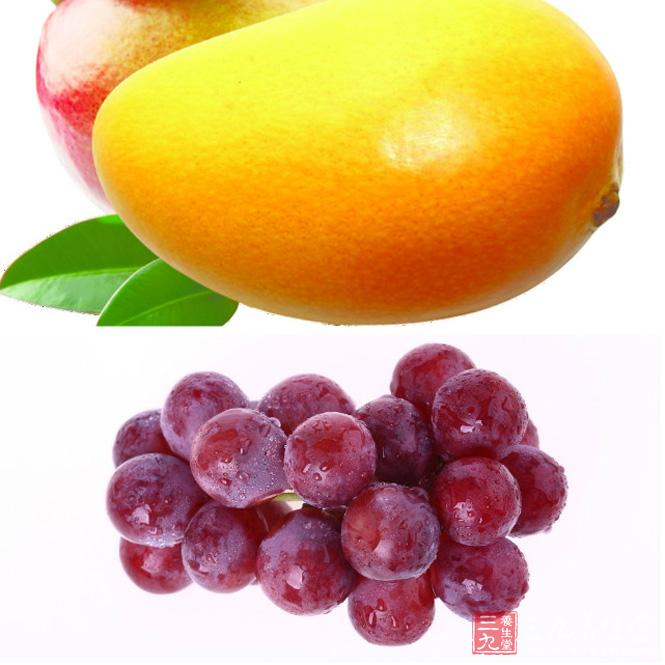芒果、葡萄，可收斂肺氣。