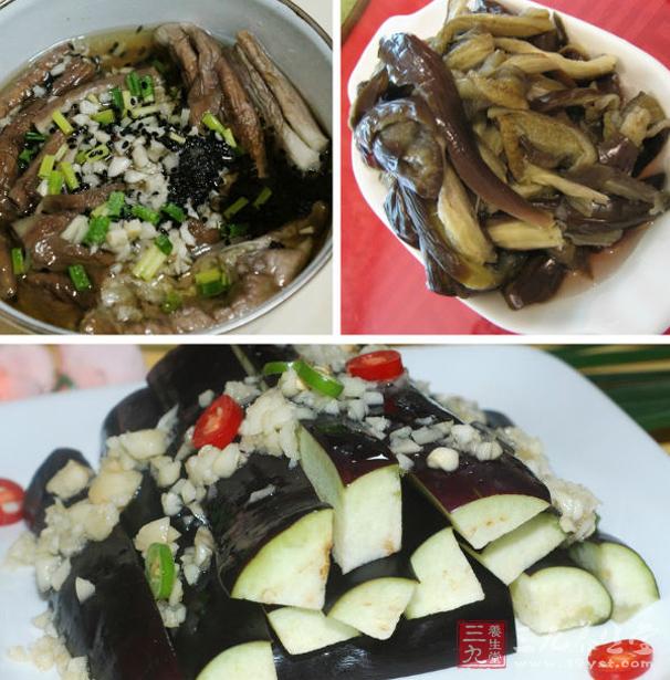 茄子洗淨削皮，切成小片，放入碗內
