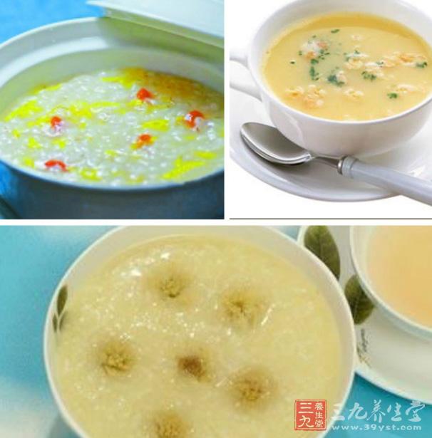 菊花末15克,粳米100克。菊花摘去蒂,上籠蒸後,取出曬干或陰干,然後磨成細末,備用。粳米淘淨放入鍋內,加清水適量,用武火燒沸後,轉用文火煮至半成熟,再加菊花細末,繼續用文火煮至米爛成粥。每日兩次,晚餐食用。 菊花末15克,粳米100克。菊花摘去蒂,上籠蒸後,取出曬干或陰干,然後磨成細末,備用。粳米淘淨放入鍋內,加清水適量,用武火燒沸後,轉用文火煮至半成熟,再加菊花細末,繼續用文火煮至米爛成粥。每日兩次,晚餐食用。