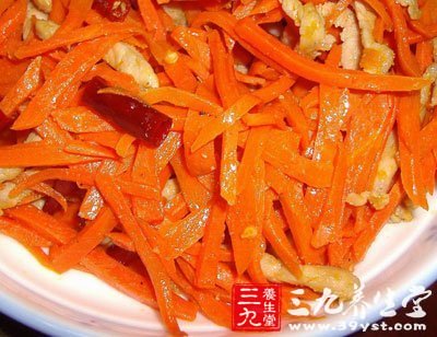 胡蘿卜炒陳皮瘦肉絲有寬胸理氣的功效