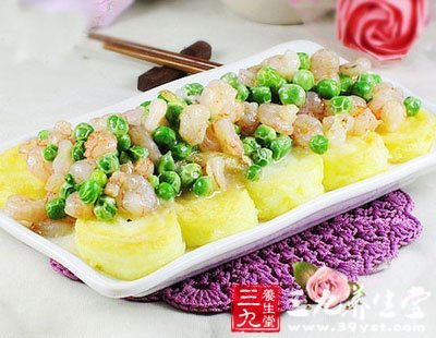 豌豆蝦仁燴玉子豆腐的做法